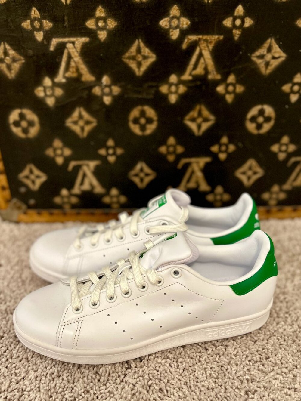 Adidas White Green Original Stan Smith Sneakers, NEW